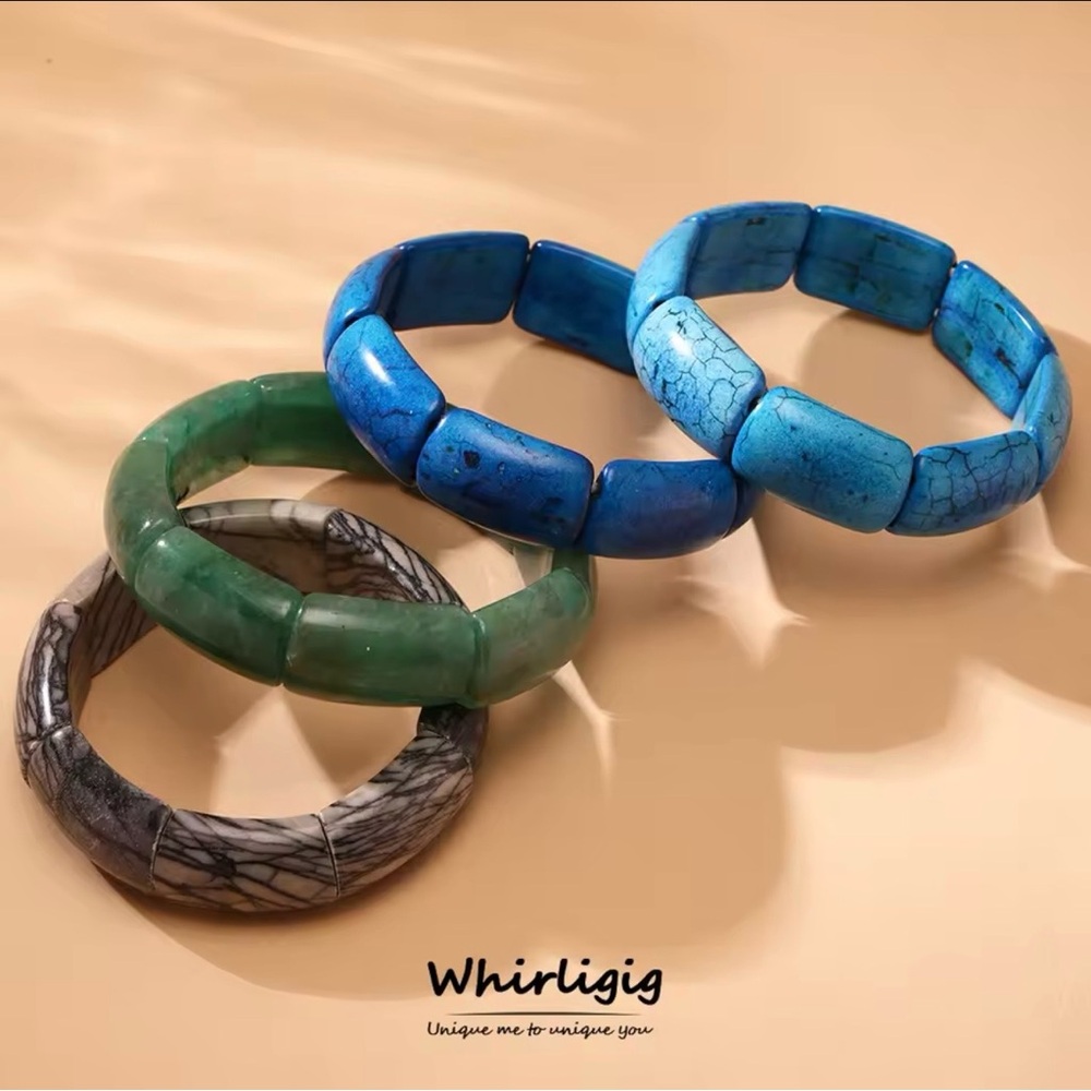 1 Lucky brand Unique Blue Texture Bracelet No Fade Natural Stones plastic Bangle